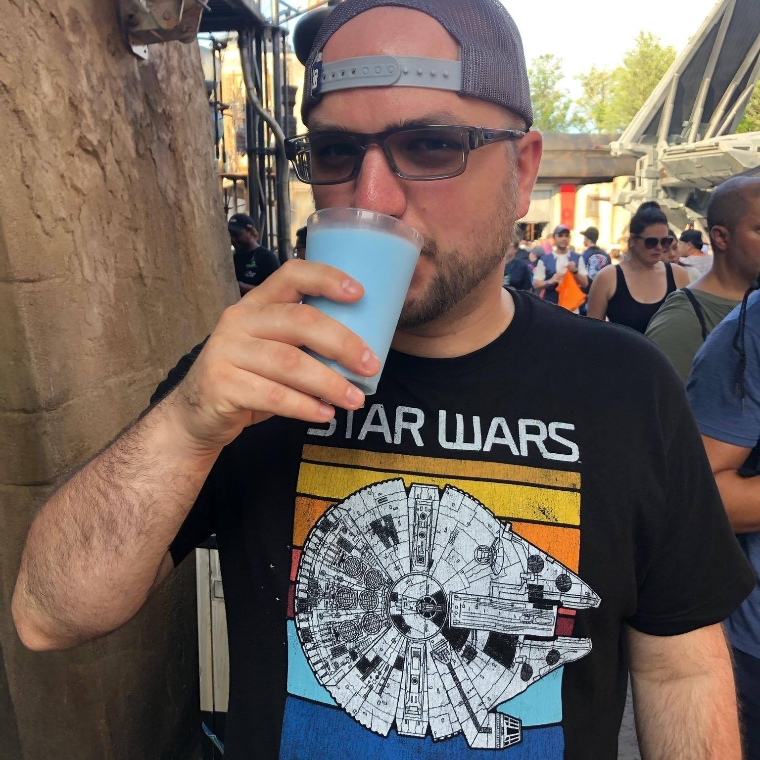 myself drinking blue milk at galaxy's edge